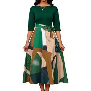Church Dress for Women Boho Maxi Long Elegant Zipper Belt Stylish
